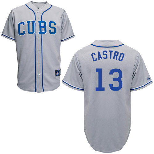 Starlin Castro #13 Youth Baseball Jersey-Chicago Cubs Authentic 2014 Road Gray Cool Base MLB Jersey